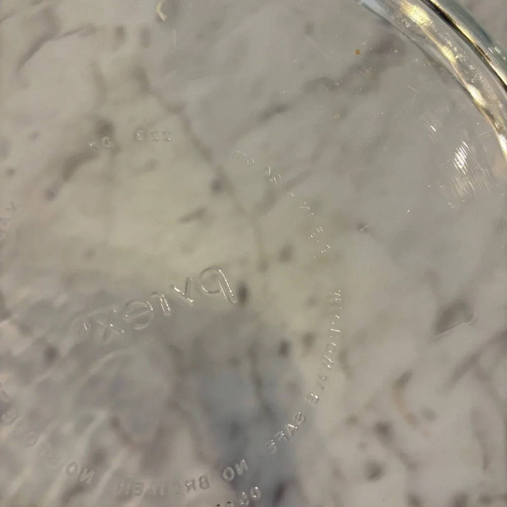 Pyrex 229 Clear Glass Pie Plate 9.5 Inch Fluted Edge Baking Dish with Handles